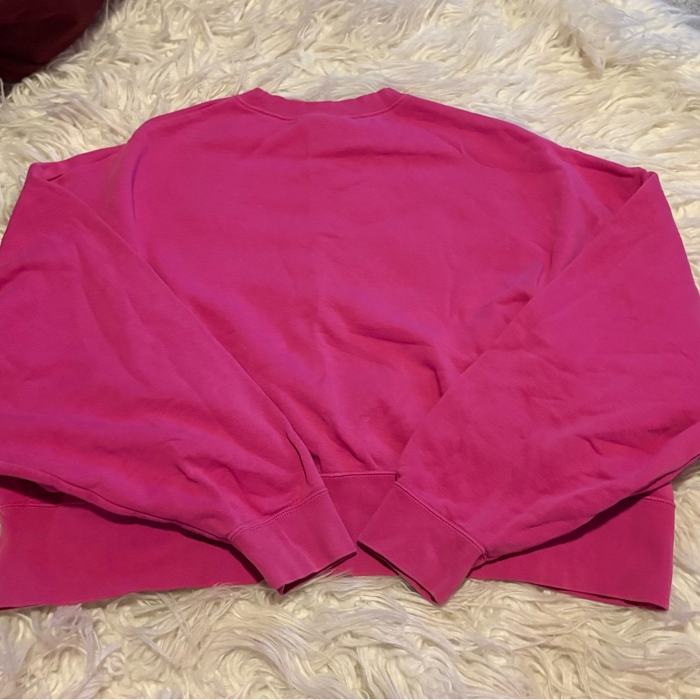 Nike Pink Cropped Crewneck Sweatshirt Embroidered Swoosh Size M - Picture 4 of 6